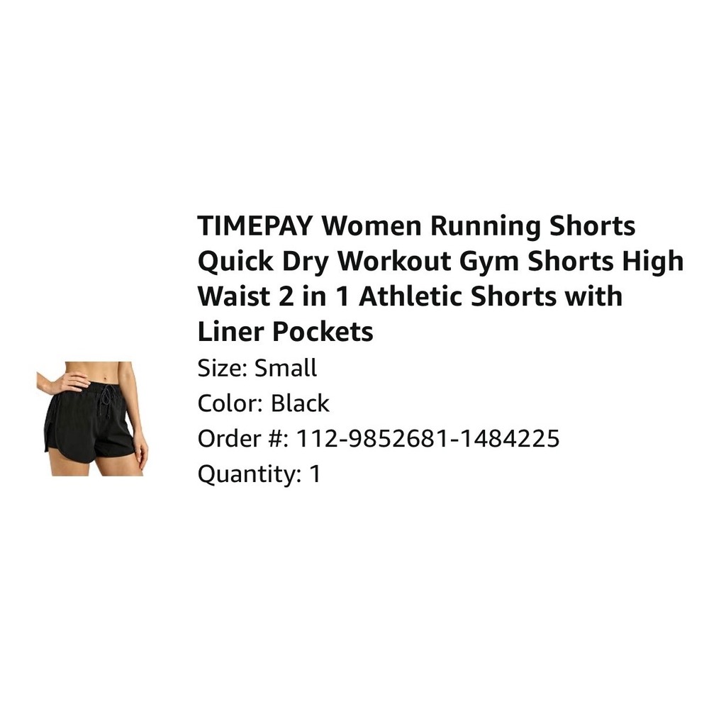 Timepay Women Running Quick Dry 2 in 1 Athleisure & Sporty Chic Shorts Black S